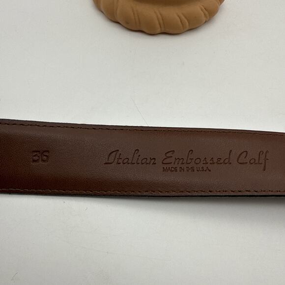 Men's TORINO Italian Embossed Croc Calf Leather Black Belt Sz 36 Made In USA - Picture 11 of 15